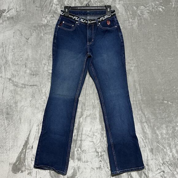 FUBU Denim - Y2K Fubu Straight Leg Jeans Womens Size 7/8 Blue Dark Wash Streetwear Grunge‎